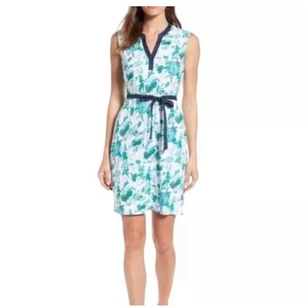 Tommy Bahama Flowers Cotton Dress Size:M Belted A Line Tank Dress Super Soft